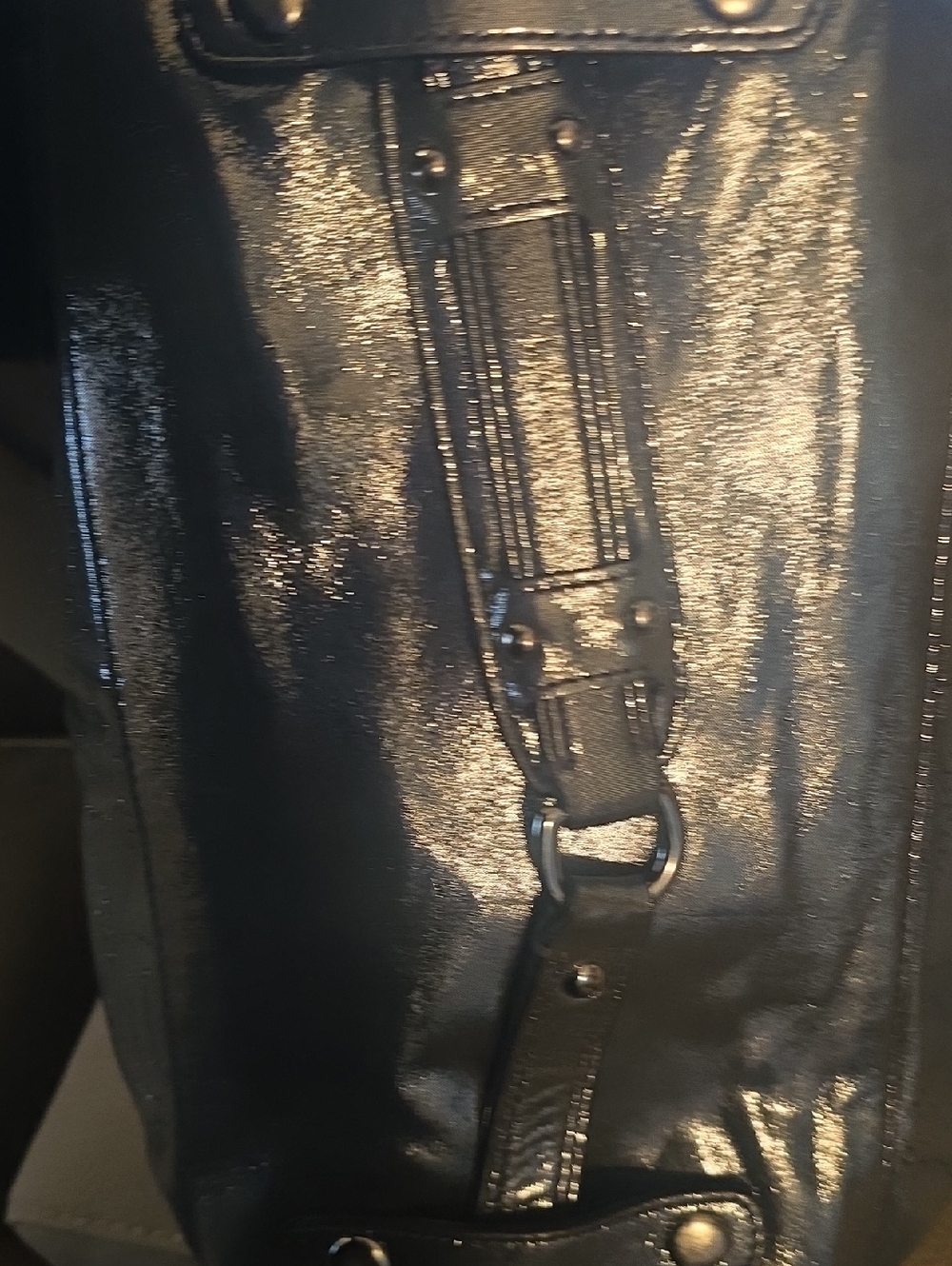 Coach Metallic Black Leather Satchel - Picture 4 of 9